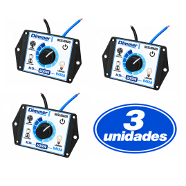 Kit 3X Dimmer rotativo universal AC controle eletronico potencia variador velocidade ventilador de teto parede mesa coluna exaustor lampada dimerizavel abajur incandescente halogena dimer ajuste chave 600W